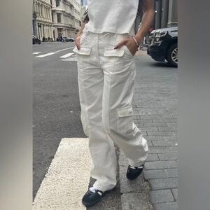 Brandy Melville Pants: White Jemma Cargo Pants size Small